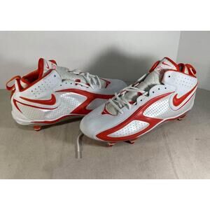 Nike Zoom Air Dri-Fit Mens Football Cleats Size 14 White Orange Detachable Cleat